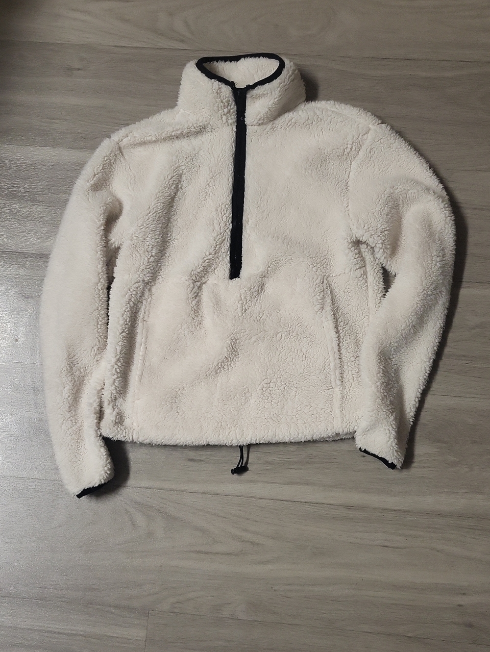 No Boundaries Cream Sherpa Pullover with Black Trim